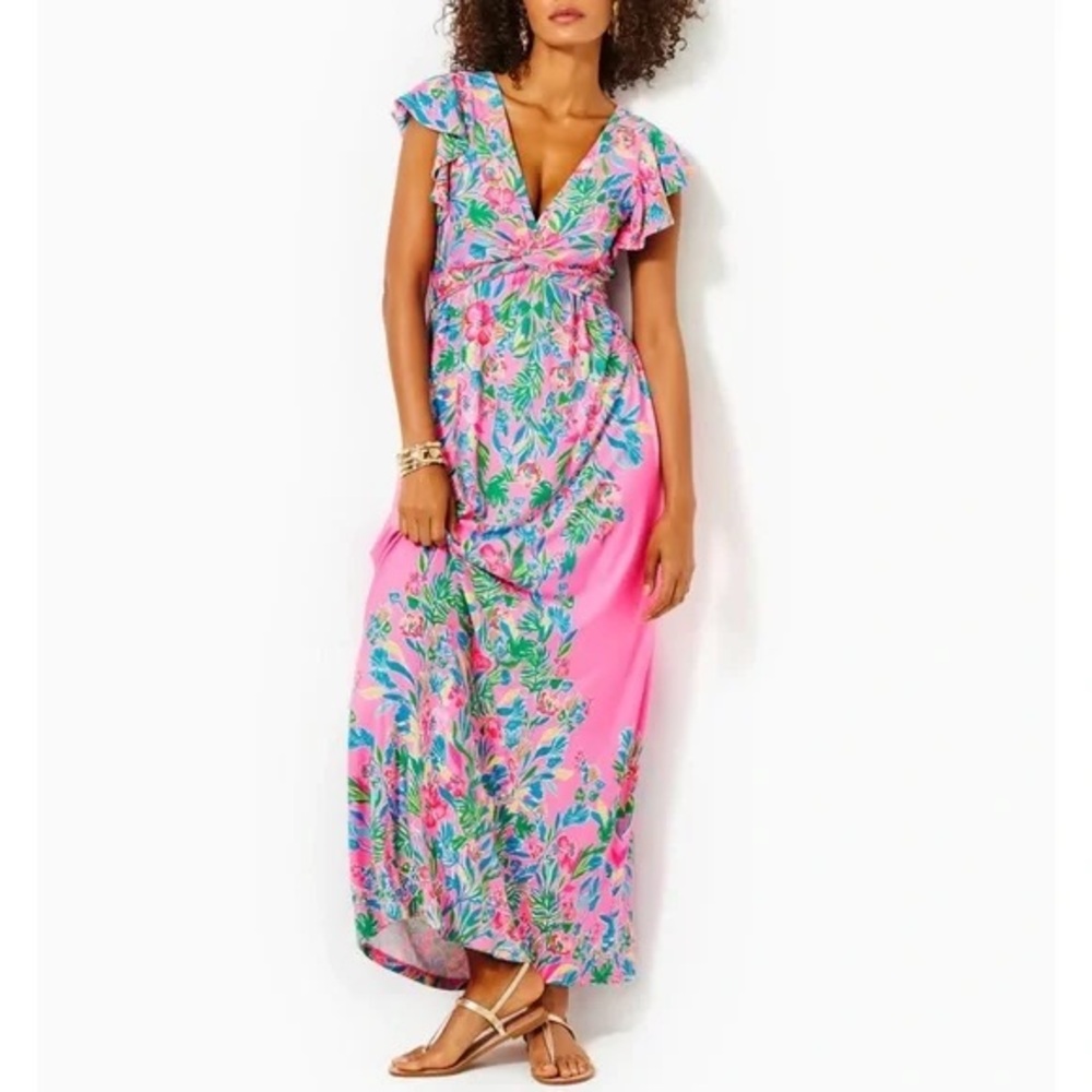 NWT Lilly Pulitzer Verona Flutter Sleeve Maxi Dress